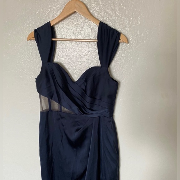 Marchesa Notte Navy Satin Corset Gown - Picture 5 of 7